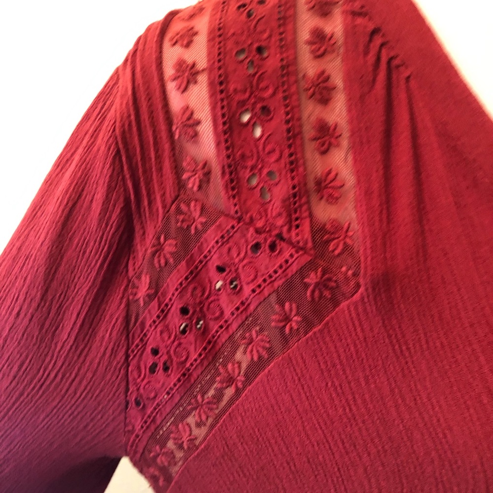 Free People Rust Lace Long Sleeve Dress - Picture 6 of 8